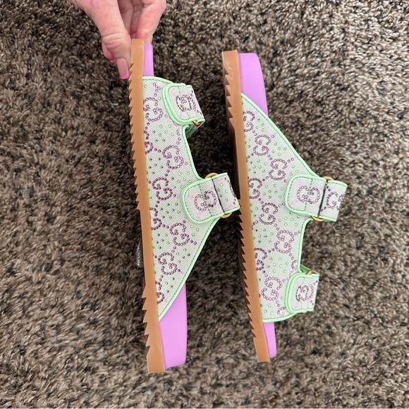 Gucci Moritz Sandals GG canvas crystal-embellished Slides - Picture 5 of 9